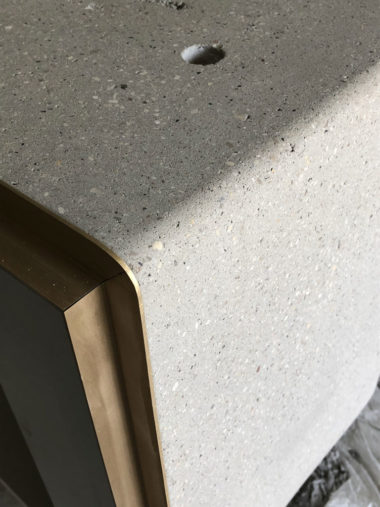 Pastellone stucco on furniture with marble aggregates