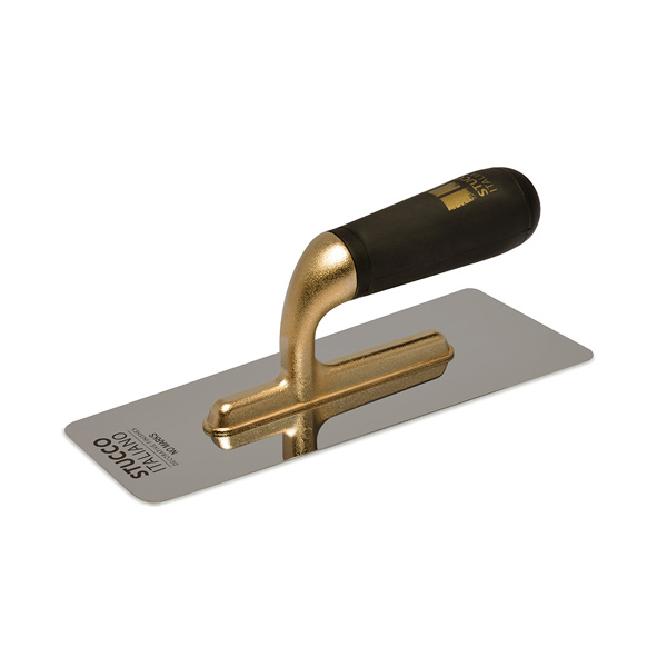 Medium trowel for decorative plasters, titanium blade with round edges, with Stucco Italiano's logo in gold